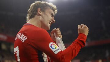 Griezmann, al que marzo suele &quot;gustarle&quot; m&aacute;s que febrero, tras marcarle el 0-2 al Sevilla en el Pizju&aacute;n. 