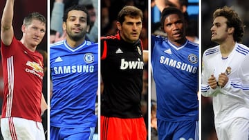 Bastian Schweinsteiger, Mohamed Salah, Iker Casillas, Samuel Eto&#039;o y Pedro Le&oacute;n.