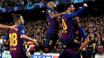 GRAF1729. BARCELONA, 01/05/2019.- El delantero argentino del FC Barcelona Leo Messi (c) celebra su gol, segundo del equipo ante el Liverpool, durante el partido de ida de las semifinales de la Liga de Campeones que FC Barcelona y Liverpool disputan esta n