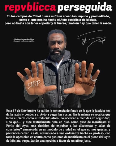 La justicia anula el cierre de la Sala Repvblicca de Félix Ettien: “En los campos de fútbol nunca sufrí un acoso tan impune”