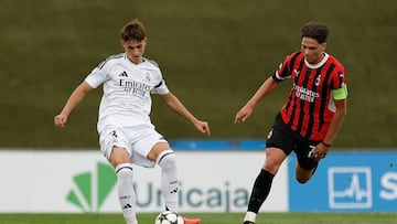 Diego Aguado, contra el Milan en la Youth League.