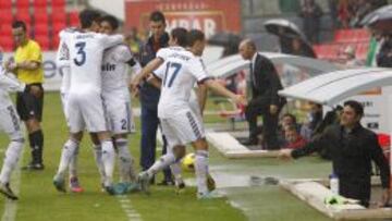 EN HUESCA. El pasado 4 de noviembre, Juanfran dedicó su gol a Toril después de que Mou le criticase por dos veces sus métodos.