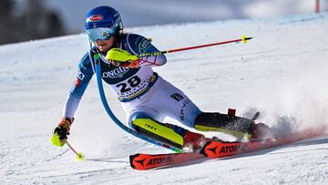 Mikaela Shiffrin compite durante el eslalon de la combinada femenina de los Mundiales de Esqu&iacute; Alpino de Cortina d&#039;Ampezzo.