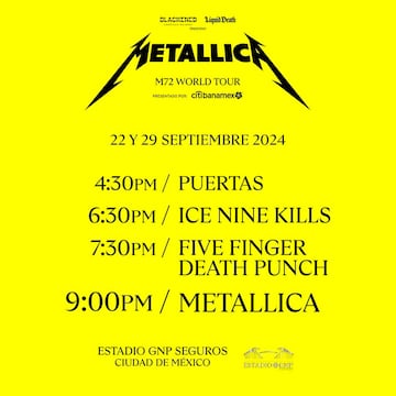 ¿A qué hora comenzarán los conciertos de Metallica en CDMX?