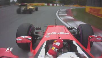 Momento en el que Palmer molestó a Vettel en una de sus vueltas buenas.