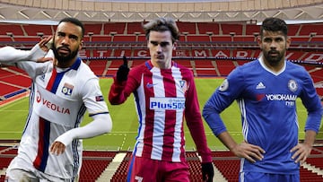 Lacazette, Griezmann y Diego Costa. 