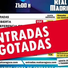 Entradas agotadas para el Zaragoza-Madrid de Copa