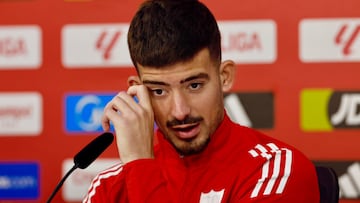 Kike Salas, en la sala de Prensa de la Ciudad Deportiva del Sevilla.