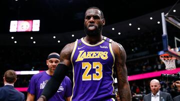 Feb 12, 2020; Denver, Colorado, USA; Los Angeles Lakers forward LeBron James (23) walks off the court after a game against the Denver Nuggets at the Pepsi Center. Mandatory Credit: Isaiah J. Downing-USA TODAY Sports