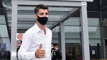 Morata, en el reconocimiento m&eacute;dico con la Juventus.