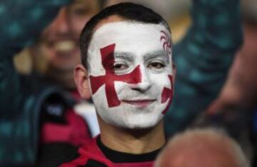 Un aficionado de Georgia en el partido ante Namibia.