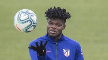 Thomas, en un entrenamiento con el Atl&eacute;tico.