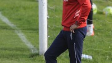 Abelardo durante un entrenamiento del Sporting.