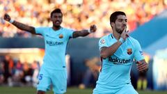 Soccer Football - La Liga Santander - Leganes vs FC Barcelona - Butarque Municipal Stadium, Leganes, Spain - November 18, 2017   Barcelona&rsquo;s Luis Suarez celebrates scoring their second goal    REUTERS/Juan Medina