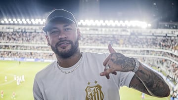 Neymar, en el estadio de Vila Belmiro durante el Santos-Palmeiras.