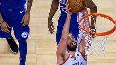 Marc Gasol anota ante los Sixers.