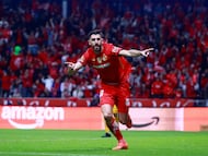 Soccer Football - Liga MX - Final - Second Leg - Toluca v Tigres UANL - Estadio Nemesio Diez, Toluca, Mexico - December 14, 2025 Toluca's Paulinho celebrates scoring their second goal REUTERS/Eloisa Sanchez