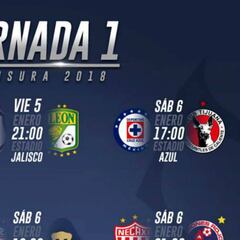 Fechas y horarios de la jornada 1 del Clausura 2018 de la Liga MX