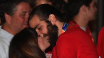 Ricky Rubio and girlfriend  during celebration after winning the 2019 China Basketball FIBA World Cup in Madrid on Monday, 16 September 2019.