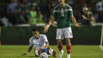 Javier 'Chicharito' Hernández durante un amistoso entre las selecciones de México y Honduras.