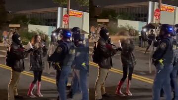 Protestan y dialogan pacíficamente con el ICE y aun así son agredidos con gas lacrimógeno