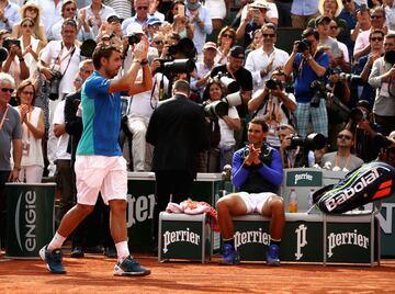 Stan Wawrinka y Rafa Nadal tras terminar el partido. 