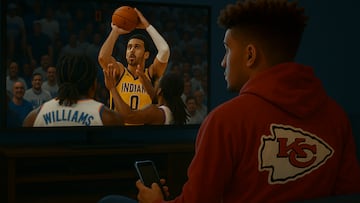 Mahomes reacts to Haliburton illustration