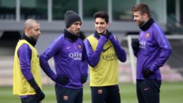 Messi, Iniesta y Dani Alves se quedaron en el gimnasio