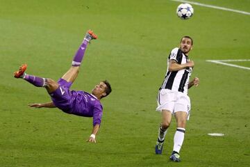 Cristiano Ronaldo of Real Madrid attempts an overhead kick during last year's UEFA Champions League Final