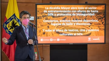 Medidas en Bogotá por el Coronavirus. La alcaldesa Claudia López anunció nuevos planes pilotos para el sector del entretenimiento en la ciudad.