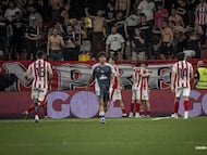 07-04-26. CELEBRACIÓN DEL GOL DEL SPORTING A LA REAL SOCIEDAD B, OBRA DE GASPAR.