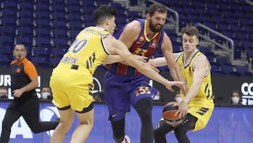 Nikola Mirotic, durante el partido de la Euroliga que ha enfrentado al Barcelona y al Alba Berl&iacute;n