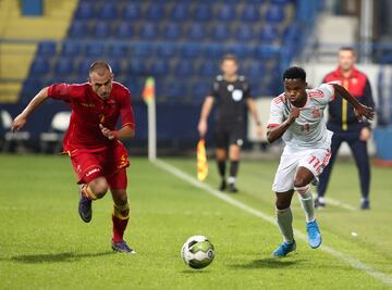 Ansu Fati salió al campo en el minuto 79 contra Montenegro, sustituyendo a Cucurella, y ese estreno le permite convertirse en el segundo futbolista más joven en la historia en debutar con España Sub-21.