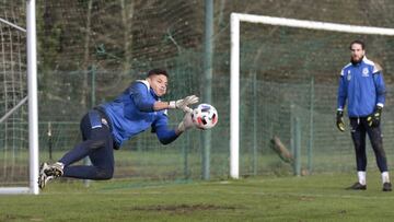 Entrenamiento Deportivo de La Coru&ntilde;a. porteros Carlos Abad Lucho