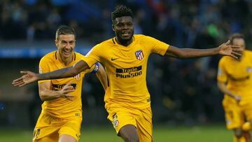 Thomas celebra su gol en Riazor.