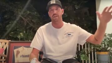 Cole Taschman explicando su segundo mordisco de tiburón en Florida