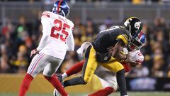 Eli Apple, aqu&iacute; interceptando un pase de Ben Roethlisberger, fue el protagonista imprevisto de la pol&eacute;mica del New York Giants-Pittsburgh Steelers.