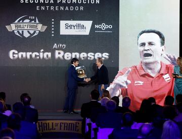 El Teniente de Alcalde, Delegado del Área de Transición Ecológica y deportes le entrega el galardón a Aíto García Reneses.






