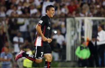 La celebración de Esteban Paredes tras el segundo gol albo.