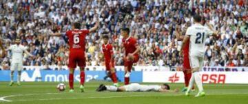 Nacho eyes up the opening goal.