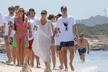 Real Madrid's Álvaro Morata, who is closing in on a move to United, has been enjoying a holiday on the Balearic Islands with wife Alice Campello.