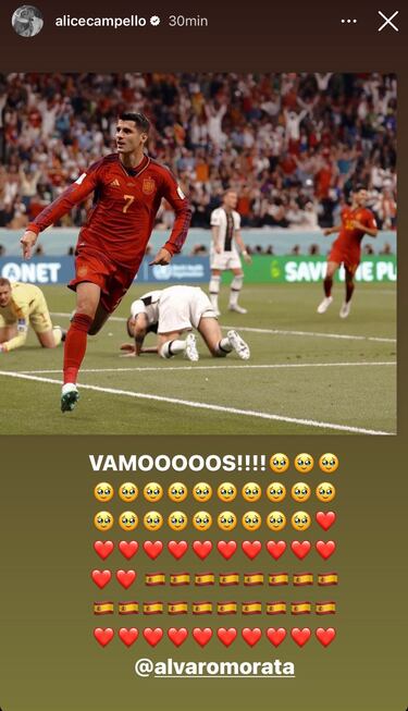 Así celebró Alice Campello el gol de Morata ante Alemania