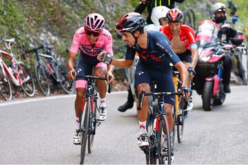 Antonio Pedrero, Egan Bernal y Damiano Caruso.