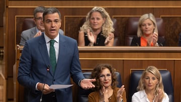 El presidente del Gobierno, Pedro S¨¢nchez, interviene durante una sesi¨®n de control al Gobierno, en el Congreso de los Diputados, a 26 de junio de 2024, en Madrid (Espa?a). La financiaci¨®n singular para Catalu?a protagoniza hoy la sesi¨®n de control al Gobierno en el Pleno del Congreso, con preguntas de varios grupos parlamentarios tanto al presidente del Gobierno, como a la vicepresidenta primera y ministra de Hacienda. Adem¨¢s, el pleno ha estado marcado por el acuerdo entre el PSOE y el PP para renovar el CGPJ, que tuvo lugar ayer en Bruselas.
26 JUNIO 2024;SESION DE CONTROL AL GOBIERNO;FINANCIANCI?N;CATALUNYA;SESI?N DE CONTROL
Eduardo Parra / Europa Press
26/06/2024