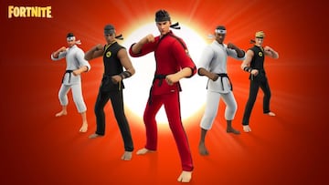 Arte oficial de los skins masculinos de Cobra Kai en Fortnite