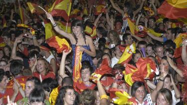 Aficionados españoles celebrando el Mundial de Sudáfrica.