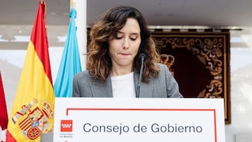 La presidenta de la Comunidad de Madrid, Isabel Díaz Ayuso, ofrece una rueda de prensa tras la reunión del Consejo de Gobierno que, de forma extraordinaria, se celebra en el Ayuntamiento de Leganés, a 13 de marzo de 2024, en Madrid (España). El Consejo de Gobierno de la Comunidad de Madrid mantiene su reunión semanal tras conocerse que la Fiscalía ha denunciado a la pareja sentimental de la presidenta regional, Isabel Díaz Ayuso, por supuesto fraude a Hacienda.
13 MARZO 2024;GOBIERNO;CONSEJO;REUNIÓN;HACIENDA;FRAUDE
Carlos Luján / Europa Press
13/03/2024