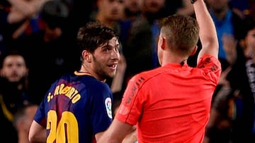 Sergi Roberto fue expulsado ante el Madrid.