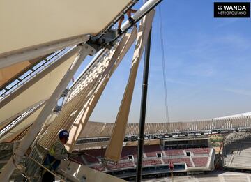 Obras en el Wanda Metropolitano: la cubierta ya est¨¢ terminada