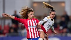 Xènia Pérez durante el pasado derbi ante el Real Madrid.